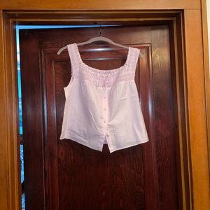 Ralph Lauren pink tank with crocheted straps and collar.  Size Small
